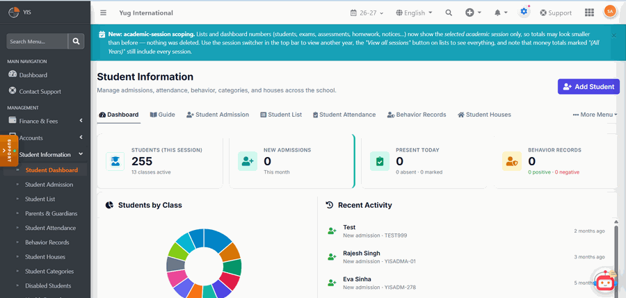 SchoolStation individual student details profile screen